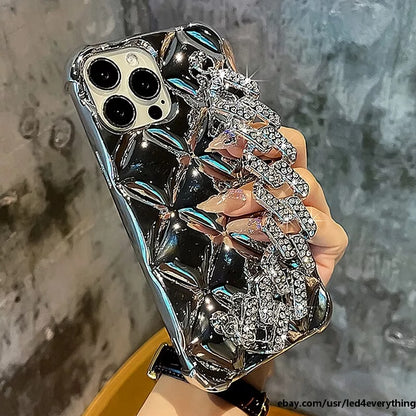 Luxury Rhinestone Diamond Chain iPhone 16 15 14 13 12 11 Pro Max Case